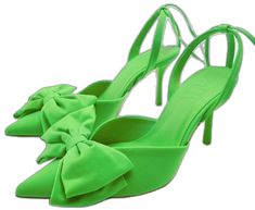 Casual Slingback High Heel Pumps For Party, Casual Ankle Strap Slingback Pumps For Party, Casual Slingback Pumps With Ankle Strap For Party, Summer Green Slingback Pumps With Heel Strap, Green Closed Toe Slingback Pumps For Summer, Green High Heel Slingback Pumps For Spring, Green High Heel Slingback Pumps For Summer, Green Pointed Toe Slingback Pumps For Summer, Green Closed Toe Slingback Pumps For Spring