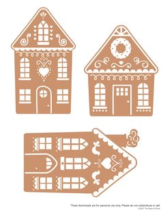 three gingerbread house cut outs