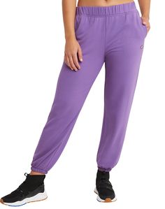 BUTTERY SOFT SWEATPANTS These sweatpants for women are made from our Soft Touch buttery soft brushed fleece and designed specifically for those everyday hangouts. The fabric is brushed for added softness, ensuring each wear is as comfortable as the last. With a loose fit, these sweats are all about relaxed comfort, allowing you to move freely and easily. Whether you're stretching out or just chilling, the stretch fabric adapts to your every move. The iconic C logo at the hip adds a touch of Cham Full-length Comfort Waistband Joggers, Purple Sweatpants With Elastic Waistband, Loosely Fitted Mid-rise Sweatpants, Sweatpants For Women, Soft Sweatpants, Just Chilling, C Logo, Stretching, Stretch Fabric