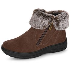 PRICES MAY VARY. WOMEN'S JESSICA BOOT combines the style of a modern fashion bootie with the sensibility of weatherproof construction. Whether strolling through downtown or enjoying an aprés ski gathering following a day shredding pow, do it in comfortable style. The Jessica Boot was designed exclusively for the woman who loves adventure, fun, and fashion. WARM FAUX FUR LINING & SUEDE UPPER keeps you cozy while looking cute in your favorite jeans and leggings. With a water repellent, suede upper exterior to withstand dreary fall and winter days, these low cut insulated booties are must-have for ladies casual wear. Not only are they durable enough to last multiple seasons of fun, they're so comfy, you'll want to wear them at home. THERMOLITE & MEMORY FOAM INSOLES feel like walking on pillow