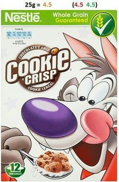 a box of cookie crisp cereal sitting on top of a table