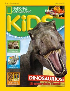 a magazine cover with an image of a dinosaur