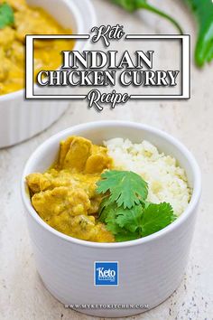 two white bowls filled with rice and chicken curry