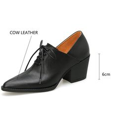 Spring Genuine Leather Women Shoes Pointed Toe Women Pumps Fashion High Heel Loafers Shoes for Women Chunky Heel Shoes Black SPECIFICATIONS Upper Material: GENUINE LEATHER Upper-Genuine Leather Type: Cow Leather Toe Shape: Pointed toe With Platforms: Yes Platform Height: 0-3cm Heel Height: High (5cm-8cm) Heel Type: Square heel Pump Type: Loafers Style: LEISURE Fashion Element: Cross-tied Outsole Material: tpu is_handmade: Yes Insole Material: pigskin Fit: Fits true to size, take your normal size Lining Material: GENUINE LEATHER Lining-Genuine Leather Type: pigskin Closure Type: Lace-up Item Type: Pumps Heel Height: 6cm [New In 20240731] Trendy Leather Lace-up Closed Toe Shoes, Summer Office Lace-up Heels, Black Lace-up Shoes For Office In Spring, Fall Business Lace-up Closed Toe Shoes, Closed Toe Court Shoes For Business In Fall, Trendy Formal Lace-up Shoes With Brogue Detailing, Fall Business Court Shoes With Closed Toe, Flat Heel Court Shoes For Office In Fall, Black Pointed Toe Oxfords For Spring