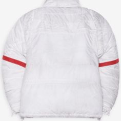 Nasa White Puffer Jacket White Sporty Puffer Jacket With Padded Collar, Sporty White Outerwear With Padded Collar, White Streetwear Outerwear With Padded Collar, White Puffer Jacket With Padded Collar For Streetwear, Captain Boomerang, White Puffer Jacket, White Puffer, A Cinderella Story, Run Out