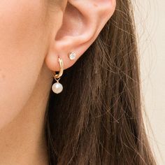 Tiny Diamond Necklace, Dainty Pearl Earrings, Classic Pearl Earrings, Bridesmaid Gifts Earrings, Gold Diamond Studs, Dangle Hoop Earrings, Hoop Earrings Gold, Gold Pearl Earrings, Gold Earrings Designs