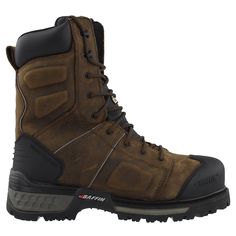 The Baffin Monster 8 boot is made for wearing during tough working conditions. Built with a waterproof leather upper and breathable membrane. Features a rubber toe guard and TPU external heel counter as well as a slip-resistant sole to keep you on your feet all day. $249.95 Slip-resistant Leather Boots For Protection, Leather Impact Resistant Boots For Construction, Steel Toe Work Boots For Outdoor, Rugged Leather Boots For Durable Protection, Work Boots With Protective Metal Feet For Outdoor Work, Steel Toe Leather Boots For Protection, Gore-tex Steel Toe Boots For Outdoor Work, Leather Boots With Reinforced Toe For Protection, Leather Waterproof Boots With Protective Metal Feet For Safety