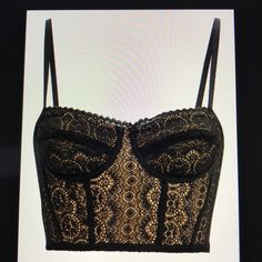 Alluring Bustier Top With A Contrast Nude Lining. Sweetheart Neckline. Lace Trim. Underwire At Cups. Corset Boning Under Bust, Torso, And Sides. Adjustable Straps. Hook Closures At Back. Lined. In Black/Nude. Fabric: 88% Nylon, 12% Spandex Lining: 85% Nylon, 15% Spandex Hand Wash Cold, Do Not Bleach Imported Nude Fabric, Corset Boning, Pink Bralette, Bralette Crop Top, Crop Top Bra, Triangle Bralette, Black Bralette, Jonathan Simkhai, Bralette Tops