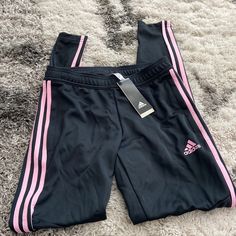 Brand New Never Worn With Tags Size Xs Grey And Pink Adidas Sporty Stretch Pants, Sporty Stretch Adidas Pants, Sporty Stretch Pants With Three Stripes Branding, Adidas Stretch Sportswear Pants, Sports Pants With Side Stripes And Stretch Fit, Stretch Sports Pants With Side Stripes, Adidas Sweatpants With Three Stripes For Workout, Adidas Gym Pants With Three Stripes, Athleisure Sweatpants With Three Stripes For Workout