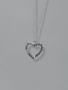 Silver heart rhinestone pendant with 18" silver chain Silver Heart-shaped Alloy Necklace, Heart-shaped Metal Necklace With Silver Chain, Silver Heart-shaped Stainless Steel Necklace, Silver Heart-shaped Necklace With Rhinestones, Elegant Silver Heart-shaped Rhinestone Necklace, Silver Heart Pendant, Heart Shape Pendant, Silver Heart, Heart Pendant