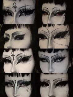 Halloween Face Paint Makeup, Hooded Eye Makeup Goth, Goth Eye Looks, Heavy Goth Makeup, Trad Goth Eye Makeup, Romantic Gothic Makeup, Simple Goth Makeup