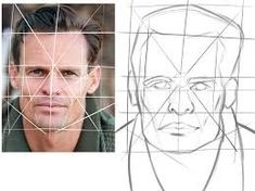 a drawing of a man's face next to an image of a man's head