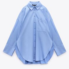 Oversized Fit Brand New With Tag Blue Oversized Shirt, Zara Outlet, Color Celeste, Zara Shirt, Big Blue, Blue Long Sleeve, Poplin Shirt, Cut Shirts, Blue Shirt