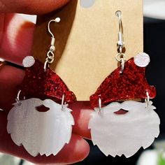 Bring the joy of Christmas to your everyday look with these adorably designed earrings, featuring Santa's red hat and a dangling white beard. The engraved pom pom filled with white oil ink adds a charming touch. Christmas Accessories Zazzle, White Christmas Festive Earrings, White Festive Christmas Earrings, Festive White Earrings For Christmas, White Festive Earrings For Winter, Festive White Earrings For Winter, White Earrings For Festive Holiday Season, White Holiday Earrings, Novelty White Earrings As A Gift