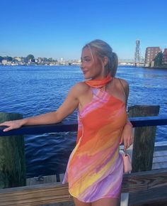 Trendy Orange Midi Dress For Summer, Miami Vice Party Outfit, Miami Vice Party, Hamptons Outfit, Miami Bachelorette, Vacation Fits, Dress Vacation, Vacation Dress, Boat Party