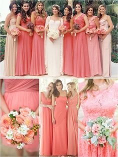 bridesmaid dresses and bouquets in different colors