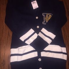 Kids Ralph Lauren Brand New With Tags Size M Letterman Sweater Collegiate Cotton Long Sleeve Cardigan, Collegiate Long Sleeve Cotton Cardigan, Casual Cotton School Sweater, Casual Cotton Sweater For School, Preppy Cotton Sweater For School, Winter School Spirit Cotton Sweater, Preppy Black Cotton Top, Ralph Lauren Long Sleeve Cotton Cardigan, Casual Cotton Ralph Lauren Cardigan