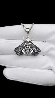 Sterling Silver Moth Pendant, Animal Pendant, Moth Lovers Necklace, Handmade Insect Necklace, Insect Lovers Jewelry, Moth Necklace - Etsy Moth Jewelry, Moth Pendant, Moth Necklace, Insect Necklace, Lovers Jewelry, Animal Pendant, Delicate Features, Lovers Necklace, Gothic Accessories