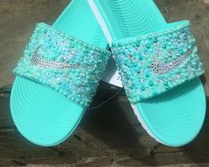 -Custom-Made+Bedazzled+Nike+Slides  -Women's+Sizes+Available  -All+slides+are+stones+are+bonded+with+glue  -Expedited+shipping+is+available  -All+orders+can+be+customized+and+all+inquires+are+welcomed+and+will+be+responded+to+within+24+hours  -Additional+stones+are+available  -All+Slides+are+hand... Shoes For Women Nike Rhinestone, Trendy Nike Shoes Work, Bling Nike Shoes Blue, Nike Shoes For Nursing, Nike Slides Womens, Custom Nike Slides, Diy Glitter Shoes, Bedazzled Shoes Diy, Bedazzled Shoes