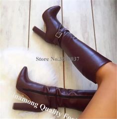 VCSHOES Pointed Toe Chunky Heel Knee High Boots White Black Brown Matte Leather Thick Heel Long Boots Party Dress Shoes as picture-34 Steampunk Shoes, Knee High Boots Dress, Zippers Fashion, Knee High Heels, Chunky Heels Boots, Black Heel Boots, Womens Knee High Boots, Long Boots, Shoe Closet