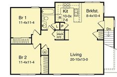 the floor plan for a two bedroom, one bathroom apartment with an attached living area