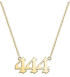 444 ANGEL NUMBER NECKLACE - AngelNumbersMerch 444 Gold Necklace, Aesthetic Engagement Ring, Engagement Ring Non Traditional, 444 Meaning, 444 Angel Number, Necklace Women Gold, Women Gold Chain, Aesthetic Engagement, Angel 444