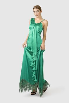 Silk Evening Gown - AGAATI Silk Evening Gown, Silk Evening Dress, Silk Dress Long, Into The Night, Silk Lace, Body Curves, Gowns Of Elegance, Evening Outfits, Comfortable Sandals