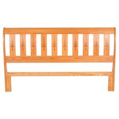 a wooden bed frame with no headboard and rails on it, against a white background