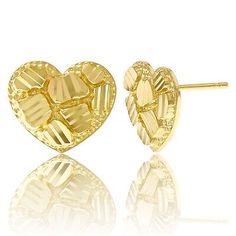 ad eBay - 10k Yellow Gold Diamond Cut Heart Post Back Stud Earrings 10mm x 11.7mm 1.5 grams. Valentine's Day Tarnish-resistant Round Earrings, Valentine's Day Heart Earrings Tarnish Resistant, Valentine's Day Heart-shaped Tarnish-resistant Earrings, Valentine's Day Tarnish-resistant Heart Earrings, Tarnish Resistant Heart-shaped Anniversary Earrings, Heart-shaped Tarnish Resistant Earrings For Anniversary, Tarnish Resistant Heart-shaped Earrings For Anniversary, Tarnish Resistant Heart Earrings For Valentine's Day, Tarnish Resistant Sterling Silver Heart Earrings