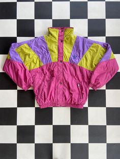 🔥 Vintage 90s Adidas 'Pink Paddlepop' Ski Jacket! 🔥 Pastel pink w purple & lime green panels 🔥 Featuring a big Adidas back logo. 🔥 High neck collar & 2 x hip zip pockets. 🔥 Insanely funky jacket! 🔥 Womens S-M, oversized 90s fit. ..Measurements.. Chest (armpit to armpit): 68cm Length (collar seam to waist) : 70cm Sleeve Length (collar to cuff): 79cm 🔥 Body: 100% nylon // Lining 65% polyester, 35% cotton 🔥 Item based in UK & ship worldwide. 🔥 Any questions don't hesitate to shoot us a DM. Funky Jacket, 90s Adidas, 90s Fits, Adidas Pink, Rose Pastel, Pink Adidas, Ski Jacket, Neck Collar, Adidas Logo