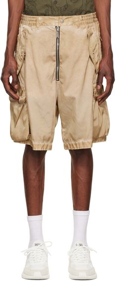 Nylon twill shorts. Fading throughout. · Belt loops at partially-elasticized waistband · Zip-fly · Flap pockets at outseams · Logo flag at front leg · Four-pocket styling · Press-stud fastenings throughout Supplier color: Beige | DSQUARED2 Beige Nylon Shorts Nylon Shorts, Twill Shorts, Shorts Men, Waist Band, Luxury Streetwear, Flap Pocket, Cargo Shorts, Mens Shorts, Casual Shorts