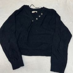 Nwot, Excellent Condition Trendy Black Sweater With Button Closure, Trendy Black Sweater With Buttons, Black Button-up Casual Sweater, Button Sweater, Heart Top, Black Button, Colorful Sweaters, Womens Tops, Women Shopping