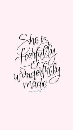 the quote she is fearless and wonderful made on pink background with black lettering that reads,