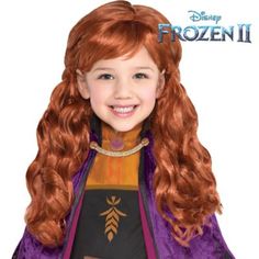 Complete your Anna costume with the Anna Wig! This auburn wig has bangs and features a braided wrap around detail. The back of this synthetic wig is long flowing wavy hair. Pair with a wig cap (sold separately) for a flawless look. Frozen 2 Anna Wig product details:  One size fits most kids and adults Anna Halloween Costume, Anna Frozen Costume, Adult Disney Costumes, Auburn Wig, Anna Costume, Couple Halloween Costumes For Adults, Frozen Costume, Wig Party, Halloween Costume Shop