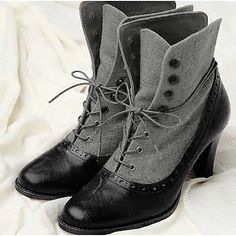 Category:Boots; Upper Materials:Faux Leather; Season:Winter,Spring   Fall; Heel Type:Kitten Heel; Gender:Women's; Toe Shape:Round Toe; Type:Booties Ankle Boots; Style:Vintage,Casual,Fashion,Elegant; Heel Height(inch):1-2; Outsole Materials:MD (Phylon); Occasion:Daily,Outdoor; Closure Type:Lace-up; Pattern:Solid Color; Listing Date:10/12/2023; 2024 Trends:Brogue,Motorcycle Boots,Plus Size,Heel Boots; Heel Height:Mid Heel Cheap Ankle Boots, Flat Heel Boots, Vintage Boho Fashion, Winter Ankle Boots, Faux Leather Heels, Vintage Boots, Motorcycle Boots, Lace Up Ankle Boots, Vintage Bohemian