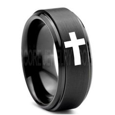 Christianity Ring, Christian Ring, Cross Ring, Jesus Christ Ring, Christ Ring, Jesus Cross Ring, Ichthys Ring, Jesus Ring, Christian Cross Ring, Christian Cross Jewelry, Religion Ring, Black Tungsten Ring, Christian Cross Jewelry, Black Tungsten Wedding B Jesus Ring, Christian Ring, Gold Tungsten Wedding Bands, Mens Black Ring, Black Zirconium Ring, Matching Couple Rings, Black Tungsten Wedding Band, Black Tungsten Rings, Tungsten Carbide Wedding Bands