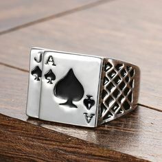 New! Unique Poker Cards Ace Joker Of Spades Silver Ring Details: - Condition: New - Metal: Alloy - Band Color: Silver - Included: 1 X Ring Check Out My Other Listings! Other Items I Carry: Vintage Rings Retro Rings Men's Rings Sterling Silver Rings Engagement Bridal Wedding Rings Punk Biker Rings Ethnic Rings Floral Rings Pearl Rings Art Deco Rings Gothic Rings Couples Rings Ring Sets Heart Rings Funny Rings Silver Necklaces Gold Necklaces Vintage Necklaces And Earrings Handmade Jewelry Opal Rin Ace Ring, Silver Rings Engagement, Rings Gothic, Retro Rings, Art Deco Rings, Rings Art Deco, Couples Rings, Stainless Steel Cross Pendant, Skull Pendant Necklace