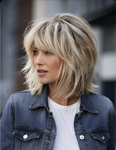 Shaggy Bobs, Long Hair Older Women, Fine Hair Cuts, Razored Haircuts, New Hair Look, Medium Layered, Hairstyles For Layered Hair, Medium Short Hair, Transition To Gray Hair