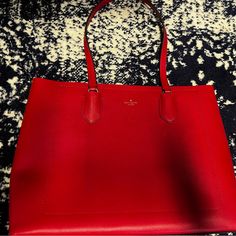 Nwt Kate Spade Handbag. No Signs Of Wear In Brand New Condition. Wallet Not Included Red Tote Shopping Bag, Red Satchel For Daily Use With Dust Bag, Red Tote Bag For Shopping, Kate Spade Red Rectangular Shoulder Bag, Kate Spade Classic Bag For On-the-go, Classic Red Bag With Large Capacity, Classic Red Bags With Large Capacity, Red Satchel With Removable Pouch For Shopping, Luxury Red Kate Spade Shoulder Bag