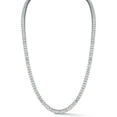 Sofer Jewelry - Emerald Diamond Tennis Necklace in 18K White Gold Luxury White Gold Necklaces With Prong Setting, Luxury Emerald Cut Diamond Necklace, Luxury Fine Jewelry Tennis Necklace With Baguette Diamonds, Luxury White Diamond Necklace With Prong Setting, Luxury Platinum Jewelry With Baguette Diamonds, Dazzling Formal Emerald Necklace Brilliant Cut, Luxury White Gold Diamond Necklace With Baguette Diamonds, Dazzling Brilliant Cut Emerald Necklace For Formal Events, Formal Emerald Necklace With Brilliant Cut