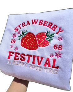 Strawberry Cute, Strawberry Festival, Embroidered Sweatshirts, Gender Neutral, Festival, Etsy Uk, Sweatshirts