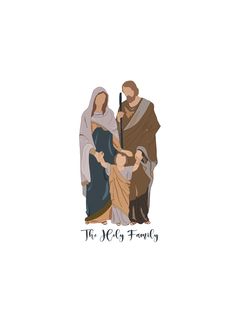 Holy Family Illustration, Religious Art, Catholic Artwork,  Add a special touch to any nursery, office, or accent wall, with this Holy Family Illustration.  NOTE - the item is for INSTANT DOWNLOAD only. Your file will be available instantly after purchase. This is a DIGITAL DOWNLOAD, so no physical product will be shipped. You will receive a High-Quality digital file. You can print the file at home, download it, or upload the file to an online printing service. Colors may vary slightly due to vi Holy Family Wallpaper, Catholic Nursery, Catholic Illustration, Roman Catholic Art, Saints For Kids, Catholic Icons, Catholic Artwork, Catholic Wallpaper, Jesus Christ Painting