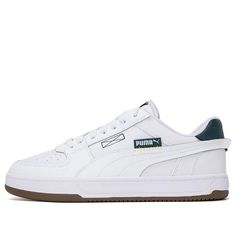 PUMA Caven 2.0 'White And Green' 392332-01 Functional Sports Sneakers With Padded Tongue, Functional Sneakers For Sports With Padded Tongue, White Urban Sneakers For Light Sports, White Sporty Skate Shoes For Outdoor, White Casual Skate Shoes For Outdoor, White Urban Skate Shoes For Outdoor, White Synthetic Skate Shoes For Sports, White Skate Shoes With Rubber Sole For Outdoor, White Breathable Synthetic Skate Shoes