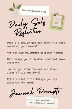 the daily self reflection is written on a piece of paper