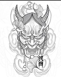 an ink drawing of a demon with chinese writing