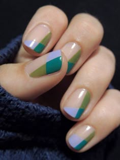 Color blocking Color Block Nails, Nagellack Trends, Geometric Nail Art, Minimalist Nail Art, Geometric Nail, New Nail Art