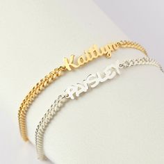 Make an elegant statement with our Child Name Bracelet, the perfect gift for any special day. Crafted from dainty metal and engraved with the name of your choice, this custom-made bracelet is the perfect way to commemorate a new-born or to celebrate a young one's big day. The delicate design is as timeless as her memories. Please send us in the checkout note the following information: Enter the name you want Ex: Harper + Font 1 • Character limits: 9 characters ABOUT THIS ITEM P R O D U C T • I N Personalized Adjustable Metal Chain Bracelet, Elegant Metal Name Bracelet For Mother's Day, Elegant Stainless Steel Bracelet With Custom Name, Elegant Adjustable Personalized Charm Bracelet, Engraved Name Bangle Bracelet As Gift, Personalized Metal Bracelets For Mother's Day, Customizable Dainty Jewelry Bracelet, Classic Sterling Silver Charm Bracelet For Wedding, Personalized White Gold Elegant Charm Bracelet