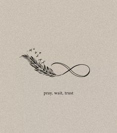 the words pray, wait, trust are written in black ink