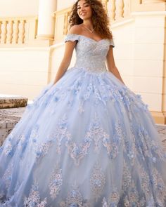 light blue lace applique off the shoulder evening dress Dresses Fluffy, Blue Quinceanera Dress, Off The Shoulder Evening Dress, Blue Quinceanera, Quinceanera Dresses Blue, Off Shoulder Evening Dress, Baby Blue Dresses, Quince Ideas, Evening Dresses Online