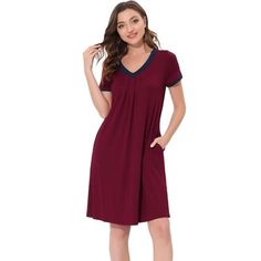 This style of stretchy lounge dress it's easy to put on or take off, which can give you a light and simple dressing experience,keep you nice and comfortable all day. The super soft pajamas dress for women is stretchy, soft, lightweight, breathable and comfortable to wear as.This pajamas dress is casual,even if guest visits suddenly, you won't feel embarrassed, make your home life more convenient. The lounge dress also be a perfect gift for your mom, wife,daughter, girlfriend,or friends as lounge Stretch V-neck Loungewear Dress, Stretch V-neck Sleepwear, Red V-neck Sleepwear For Loungewear, Red V-neck Summer Nightgown, V-neck Stretch Sleep Dress, Casual V-neck Stretch Nightgown, Red V-neck Nightgown For Summer, Casual Red V-neck Sleepwear, Stretch Dresses For Relaxation